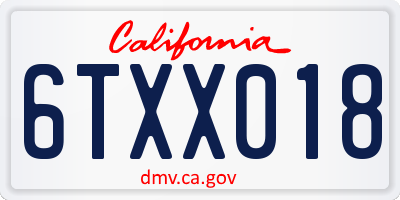 CA license plate 6TXX018