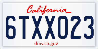 CA license plate 6TXX023