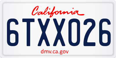 CA license plate 6TXX026