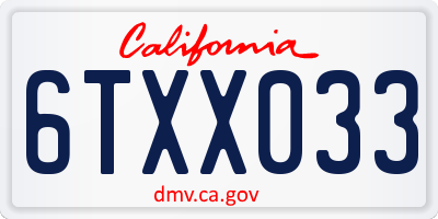 CA license plate 6TXX033
