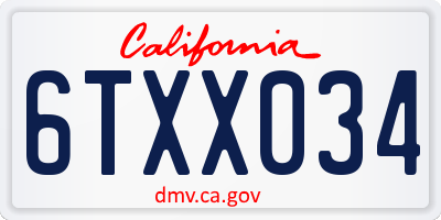 CA license plate 6TXX034