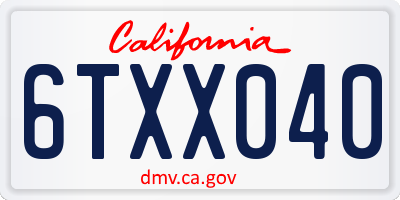 CA license plate 6TXX040