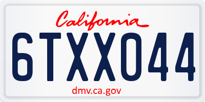 CA license plate 6TXX044