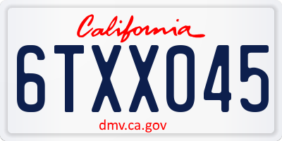 CA license plate 6TXX045