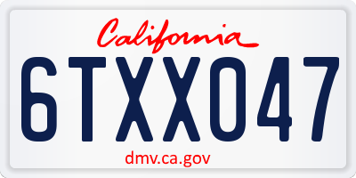 CA license plate 6TXX047