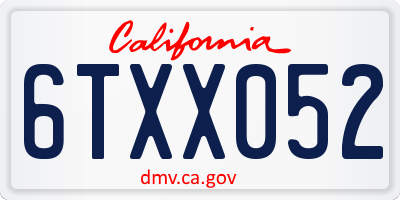 CA license plate 6TXX052
