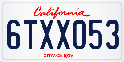 CA license plate 6TXX053
