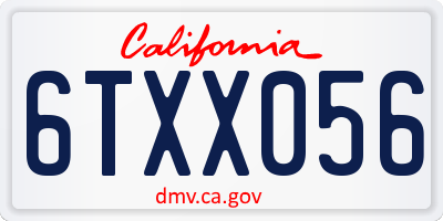 CA license plate 6TXX056