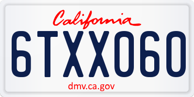 CA license plate 6TXX060