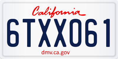 CA license plate 6TXX061