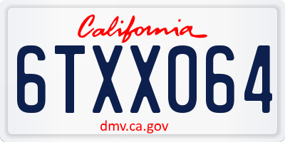 CA license plate 6TXX064