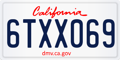 CA license plate 6TXX069