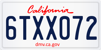 CA license plate 6TXX072
