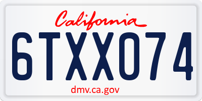 CA license plate 6TXX074