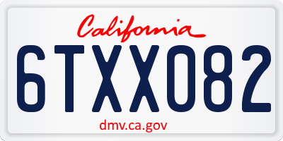 CA license plate 6TXX082