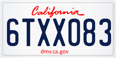 CA license plate 6TXX083