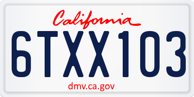 CA license plate 6TXX103