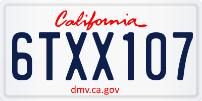 CA license plate 6TXX107