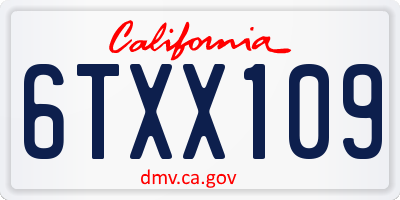 CA license plate 6TXX109