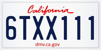 CA license plate 6TXX111