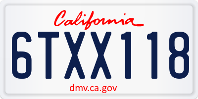 CA license plate 6TXX118