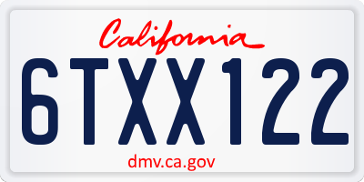 CA license plate 6TXX122