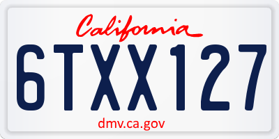 CA license plate 6TXX127