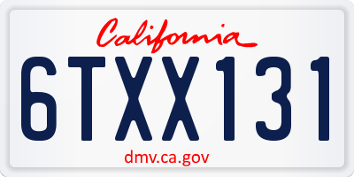CA license plate 6TXX131