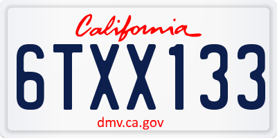 CA license plate 6TXX133