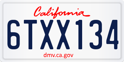 CA license plate 6TXX134