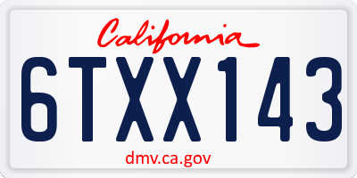 CA license plate 6TXX143
