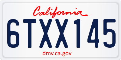 CA license plate 6TXX145