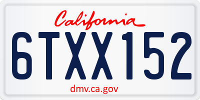 CA license plate 6TXX152