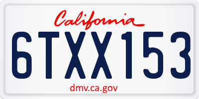 CA license plate 6TXX153