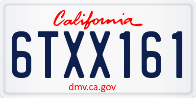 CA license plate 6TXX161
