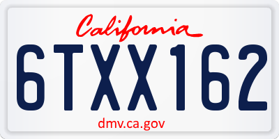 CA license plate 6TXX162
