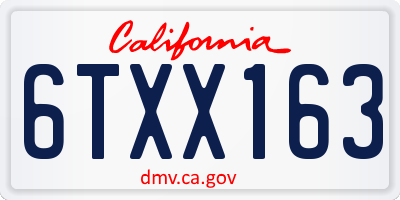 CA license plate 6TXX163