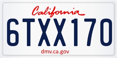 CA license plate 6TXX170