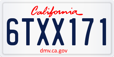 CA license plate 6TXX171