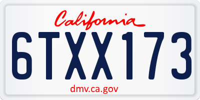CA license plate 6TXX173