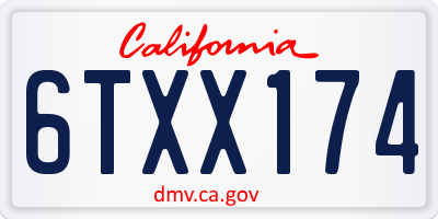 CA license plate 6TXX174