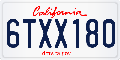 CA license plate 6TXX180