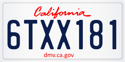 CA license plate 6TXX181