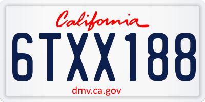 CA license plate 6TXX188
