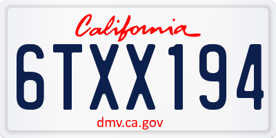 CA license plate 6TXX194
