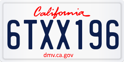 CA license plate 6TXX196