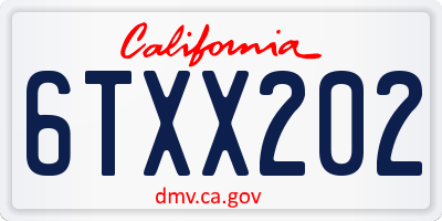 CA license plate 6TXX202