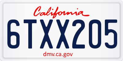 CA license plate 6TXX205