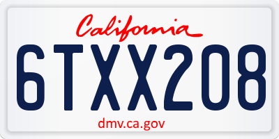 CA license plate 6TXX208