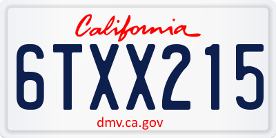 CA license plate 6TXX215